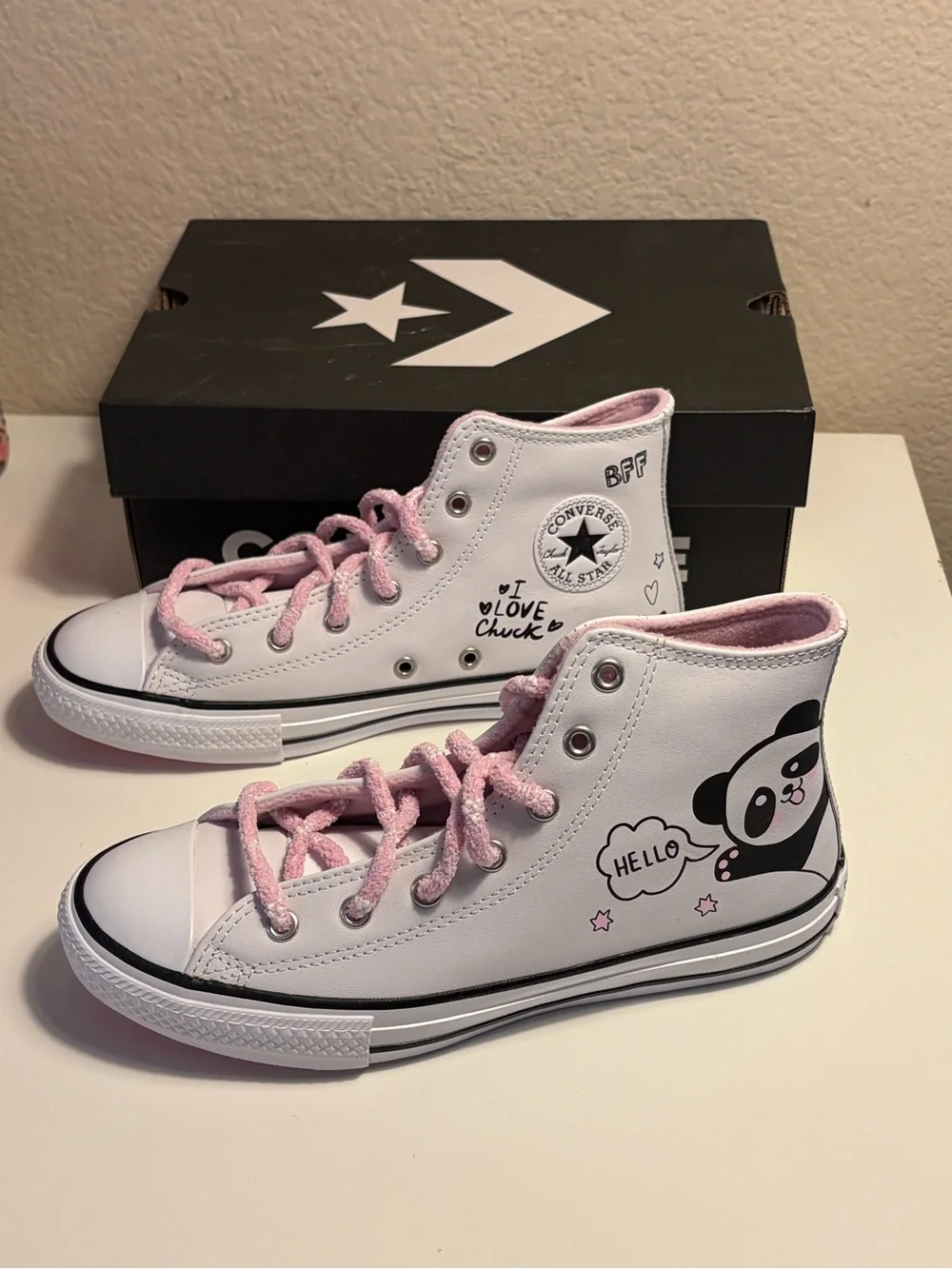 Converse Chuck Taylor All Star High Top Panda Pink Girls Shoes Junior 5 669725C